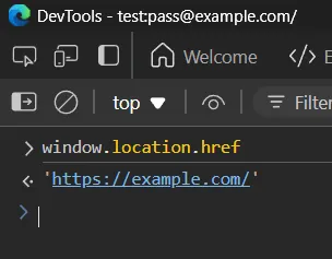 Username and password in url can&#x27;t be acceded using window api